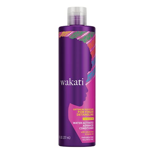 Wakati Water-Activated Detangling Conditioner, Natural Hair Moisturizer, Long Lasting Frizz Control, Experience Finger-Comb Detangle, Sulfate Free, Paraben Free, 8 Oz