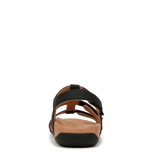 VIONIC Women's Amber Pearl Ankle Straps Heeled Sandal, Black Woven Faux Leather, 8.5