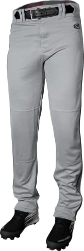 Rawlings | LAUNCH SERIES Full Length Baseball Pants | Youth Small | Grey/Black