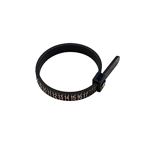 1 Pack US Ring Sizer Measuring Gauge, 1-17 US Rings Size, Plastic Finger Sizing Measure Tool, Reusable, Black