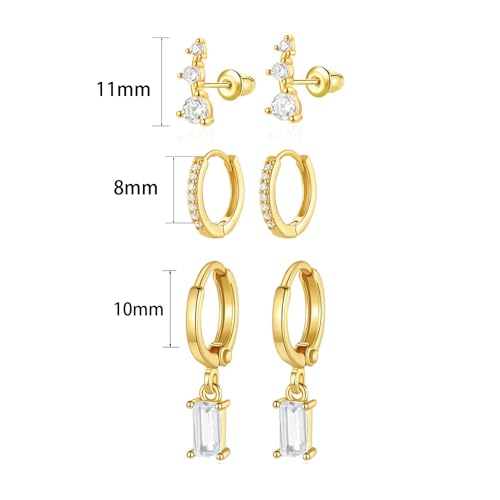 Gold Earrings for Women Trendy Dainty Gold Earring Set Small Gold Hoop Earrings Set Huggie Earrings Women 14k Gold Plated Cartilage Earring Women Gold Drop Dangle Earrings Stud Earrings Gold Jewelry Women Gifts