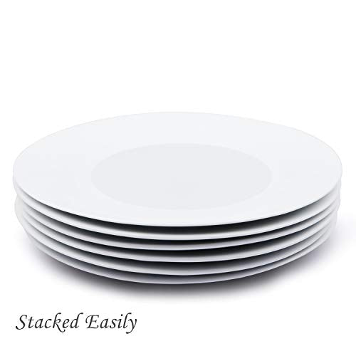 EasyDancing 6pcs Salad Dessert Plate 7.5inch White Porcelain Dinner with Round Flat Design Good for the Gift