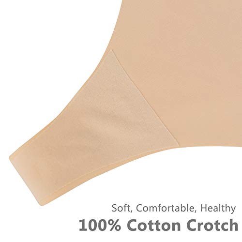 SHARICCA Women No Show Seamless Underwear Thong Invisible Soft Panties Multi Pack, S, 6P12