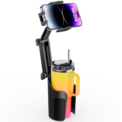 TAZENI 2-in-1 Cup Holder Phone Holder for Your Car Bottle Friendly Cup Cell Phone Holder Mount for Car Height Adjustable Sturdy Fit 4-7 inches Phones
