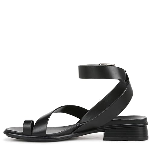 Naturalizer Womens Birch Strappy Flat Sandal Black Leather 10 M