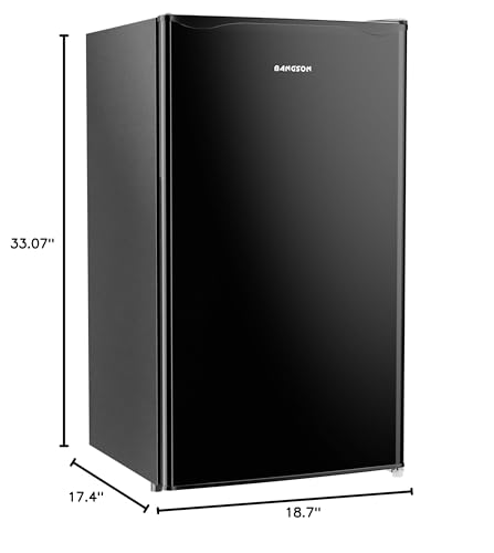 BANGSON Mini Fridge with Freezer, 3.2Cu.Ft, Single Door Small Refrigerator, Energy-Efficient, Low Noise, Mini fridge for Bedroom Dorm and Office, Black