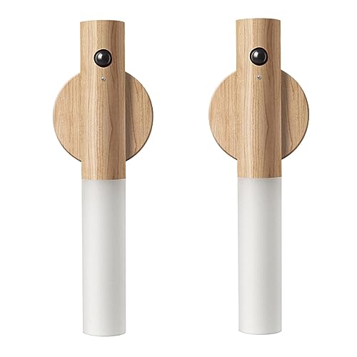 LANDGOO Motion Sensor Night Lights Magnet Body Sensor Hallway, Rechargeable Led Light Portable Stairway, Wooden Wall Sconce Battery Powered Cabinet Lights(Walnut Wood 1PC)