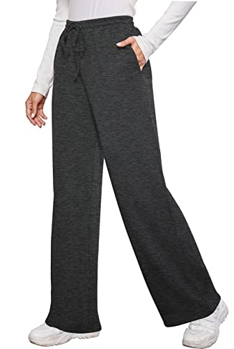 OFEEFAN Women's Pants Womens Wide Leg Sweatpants Womens Winter Pants with Pockets Dark Gray S