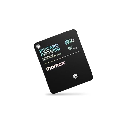 Momax Rechargeable Bluetooth Tracker, Key Finder IP68 Waterproof, Up to 328ft Range, Smart Tracking Tag for Keys, Bags, Luggage, Wallet and More, Mini Size, iOS Only