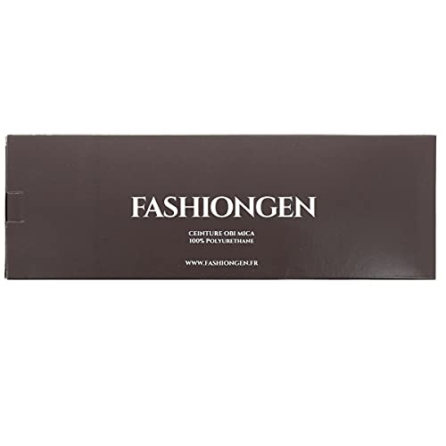 FASHIONGEN - Woman leatherette waisband Obi Belt, MICA - Yellow Python, L-XL