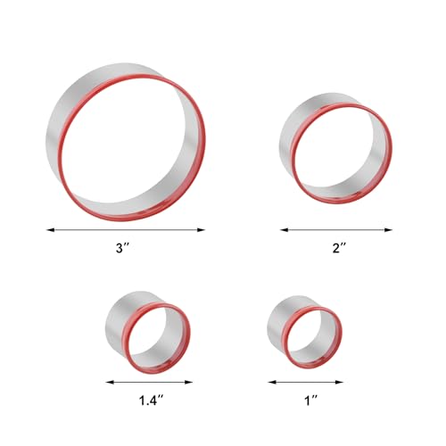 3pcs Circle Cookie Cutters 4.5",3.8", 3", Round Biscuit Cutter, Large Cookie Cutters, Small Cake Cutter, Dough Cutter, Unique Design with Protective Red Top PVC