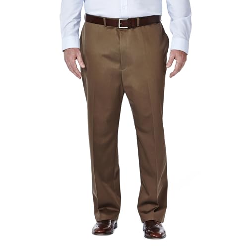 Haggar mens Work to Weekend Classic Fit Pleat Regular and Big Tall Sizes casual pants, String, 54W x 30L US