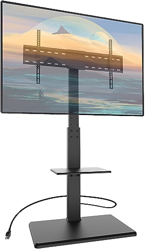 TV Floor Stand with Power Outlet & AV Shelf Universal Tall Corner TV Stand for 32-70 inch TV Viewing Angle Adjustment Height Adjustment Max VESA 600 * 400 Black