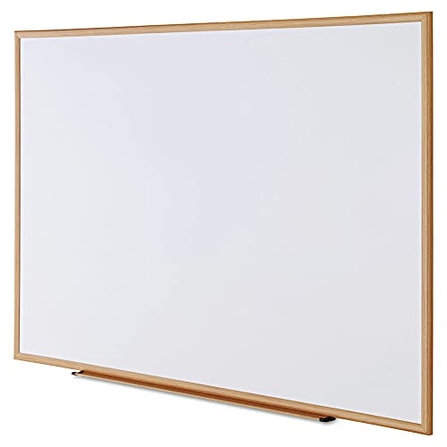 Universal Dry Erase Marker Board, Melamine, 72 x 48, Oak Wood Frame