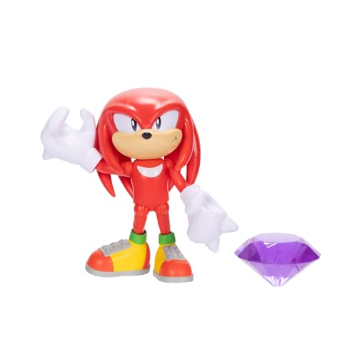 Sonic the Hedgehog 4-inch Knuckles Action Figure with Purple Chaos Emerald Accessory. Ages 3+ (Officially Licensed by Sega)