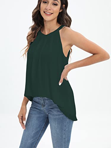 Famulily Womens Elegant Evening Halter Tank Tops Cute Party Bow Tie Back Blouses Tops Green S