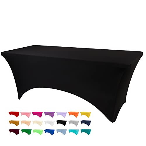BDDC Table Covers for 8 Foot Tables, Spandex Table Covers 8ft, Light Purple Table Cloths Rectangle 8ft for Events, Wedding, Banquets & Parties