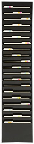 File Folder Wall Rack, 20 Pockets, Tiered, Office and Medical Charts (Black, Powder Coated Steel)