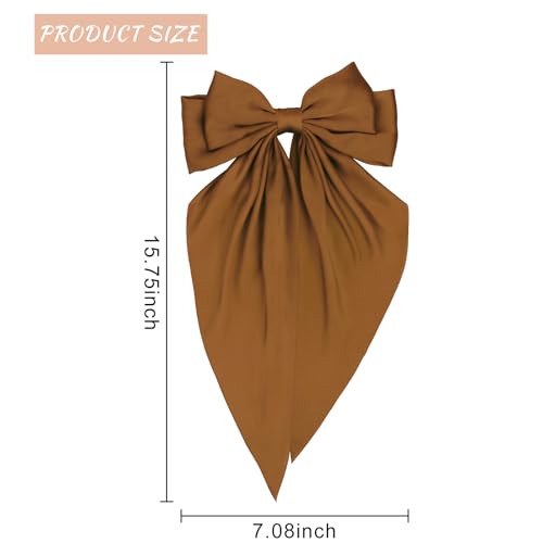 2 Pack Hair Bows for Women, Silky Satin Hair Bows Hair Ribbons Large Bow Hair Clips, Cute Hair Bow Clips Bow Hair Barrettes Hair Accessories for Women Girls