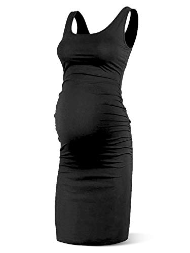 Rnxrbb Women Summer Sleeveless Maternity Dress Pregnancy Tank Scoop Neck Mama Clothes Casual Bodycon Clothing,Navy M