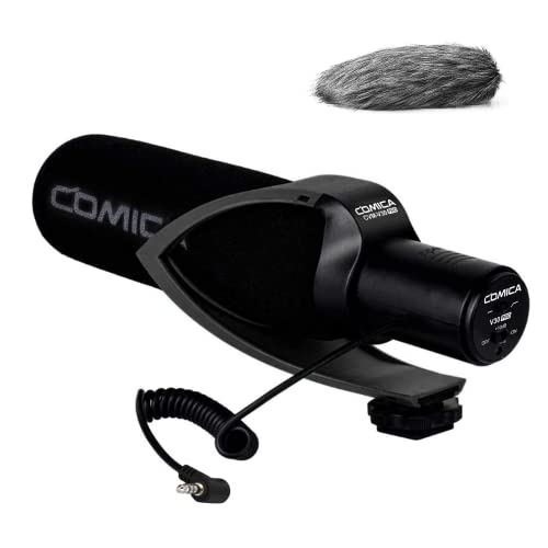 comica CVM-V30 Pro Camera Directional Condenser Microphone Shotgun Video Supercardioid Microphone for Canon Nikon Sony Panasonic DSLR Camera with 3.5 mm Jack (Black)