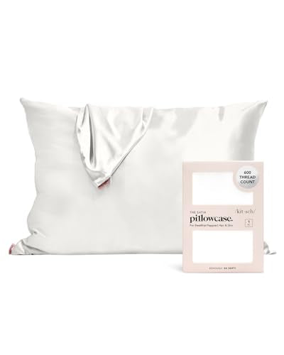 Kitsch Satin Pillowcase with Zipper for Hair & Skin, Softer Than Silk Pillow Cases Queen, Smooth Pillow Covers, Machine Washable, Wrinkle-Free, Cooling Satin Pillow Cases Standard Size 19x26 Chocolate