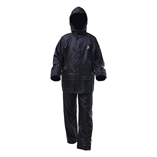 RainRider Rain Suits for Men Women Waterproof Lightweight Rain Gear Jacket Coat with Pants Workwear (Black,Small)