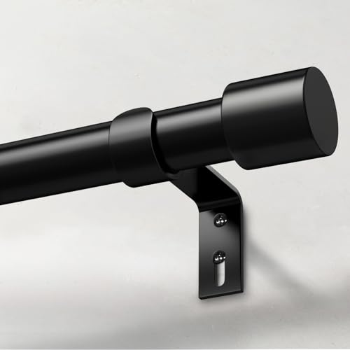 IFELS Heavy Duty Curtain Rods for Windows 28 to 48 Inch, 1 Inch Black Curtain Rods for Outdoor, Farmhouse, Bedroom, Kitchen, Living Room, Adjustable Easy Install Drapery Rod (A2,Black,30"-60")
