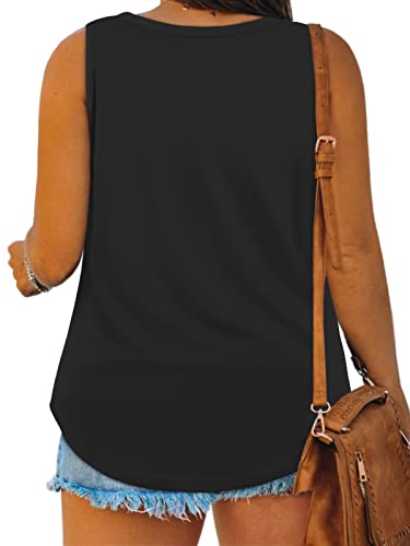 DOLNINE Plus Size Sleeveless Tops for Women Casual Button Down Henley Shirts Loose Fit Tunics Light Green 16W