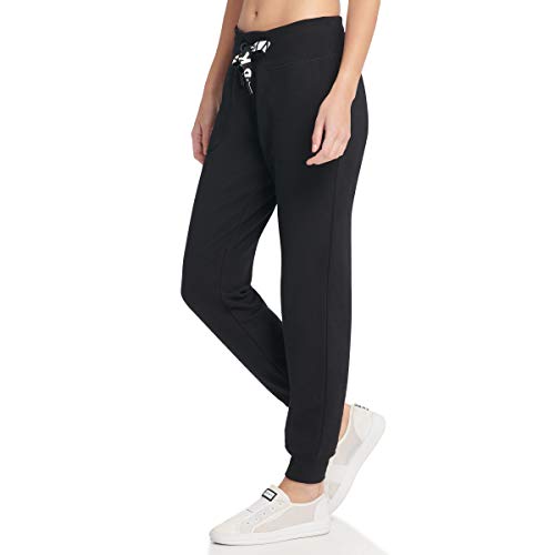 DKNY Fleece Joggers, Light Sweatpants for Women, Black, X-Small