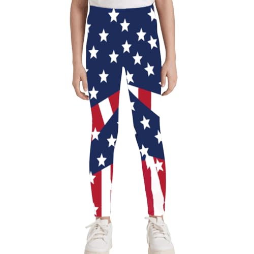 Deresagrl USA Flag Leggings for Girls American Apparel Kids Stripes Stars Print 4th of July Pants 4-14 Years