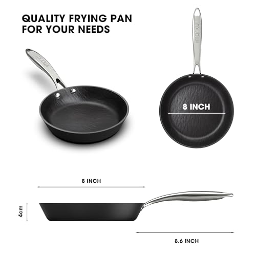 imarku Non Stick Frying Pans - 8 inch Frying Pan Nonstick Skillet, Egg Pan Omelette with Cool Stainless Steel Handle, Dishwasher Safe, Free of PFAS&PFOA, Easy Cleanup, Oven Safe Cooking Pan