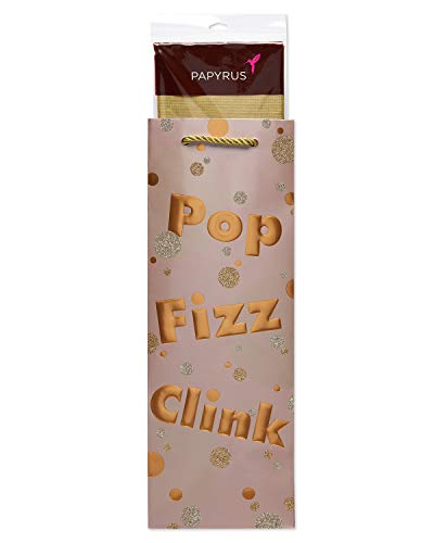 Papyrus 14" Beverage Gift Bag with Tissue Paper (Pop Fizz Click) for Graduation, Fathers Day, Birthdays and All Occasions (1 Bag, 4-Sheets)