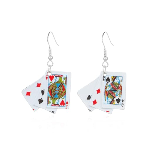 Seakuur Casino Punk Poker Irregular Women Drop Earring Playing Card Alloy Casual Ear Jewelry Party Hip Hop Jewellery (A)