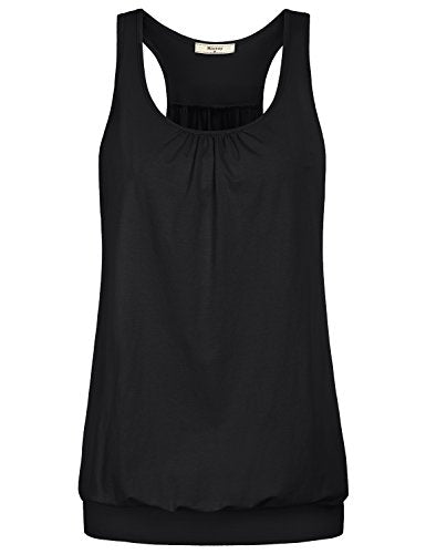 Miusey Workout Shirts for Women Seniors Sleeveless Round Neck Loose Fit Racerback Workout Clothes Athletic Tank Tops (Medium, Space Dye Red -2)