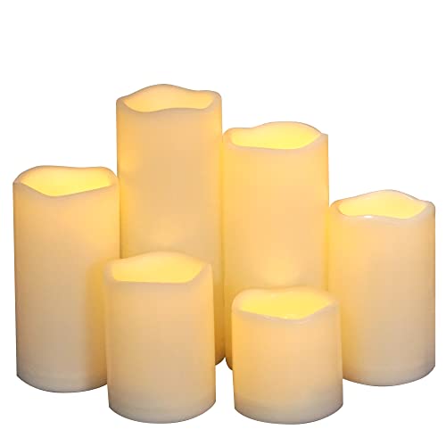 CANDLE CHOICE Waterproof Outdoor Battery Operated Flameless Pillar Candles with Timer White Plastic Realistic Flickering Electric LED Lights for Lantern Garden Wedding Christmas Decorations 9 Pack