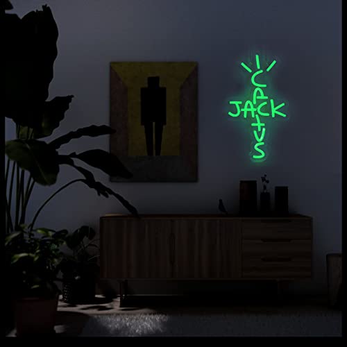 Jesalah Cactus Jack Neon Sign Green Words Neon Light Sign Wall Art Neon Light For Rap Talking West Coast Light Up Hanging Sign For bedroom Home Bar Pub Party Decor USB Sign