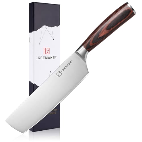 KEEMAKE Nakiri Knife 7 inch, Japanese Style Kitchen Knife with German High Carbon Stainless Steel 1.4116 Meat Knife, Vegetable knife with Ergonomic Pakkawood Handle Knife Kitchen