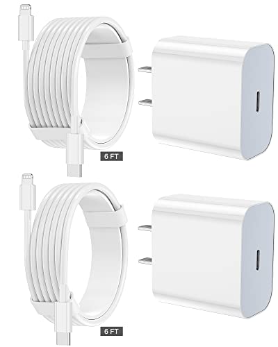 iPhone Charger Fast Charging 2 Pack Type C Wall Charger Block with 2 Pack [6FT&10FT] Long USB C to Lightning Cable for iPhone 14/13/12/12 Pro Max/11/Xs Max/XR/X,AirPods Pro