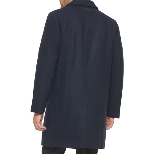 DKNY Men's Wool Blend Coat, Notch Collar Navy, X-Small