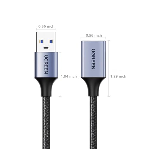 UGREEN 2 Pack USB Extension Cable, (1.5 FT+ 1.5 FT) USB Extender USB 3.0 Extension Cable Nylon Braided Compatible with Webcam, Camera, Phone, USB hub, Mouse, Keyboard, Printer, Hard Drive, Headset