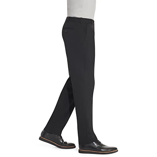 Van Heusen Men's Wrinkle Free Stretch Flat Front Dress Pant, Black, 36W x 30L