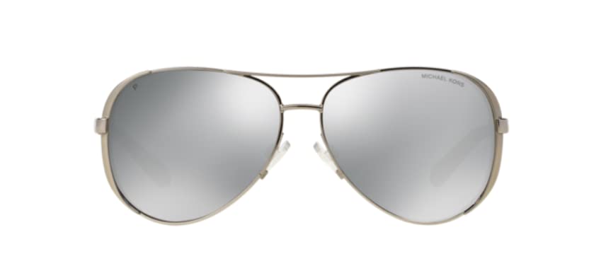 Michael Kors MK5004 CHELSEA Aviator 101311 59M Sunglasses For Women + BUNDLE with Designer iWear Eyewear Kit (Gunmetal/Black/Grey Gradient)