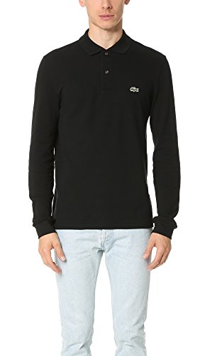 Lacoste Mens Classic Long Sleeve Pique Polo Shirt, Black, Small US