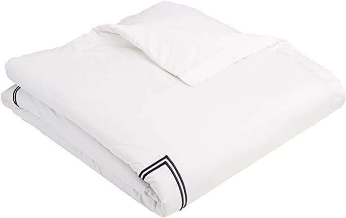 BedDecor Luxury Soft Brushed 400-Thread-Count Egyptian Cotton Embroidered Duvet Cover Set with Beautiful 2-Stripe Embroidery - (Black, Twin)