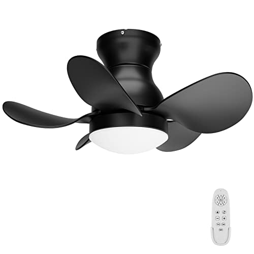 Regair Ceiling Fans with Lights, DC Motor 22 inch Flush Mount Ceiling Fans with Lights and Remote Control, Reversible Blades Small White Quiet low profile Ceiling Fan