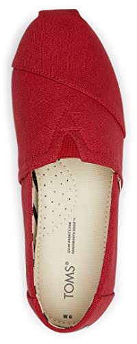 TOMS Women's Alpargata Recycled Cotton Canvas Loafer Flat, Red, 5