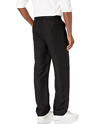 Cubavera Men's Linen-Blend Pants with Drawstring (Size Small-5X Big & Tall), Jet Black, 1X/30 Inseam