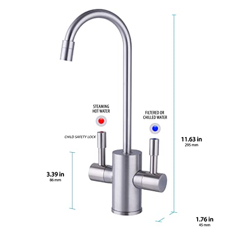 Ready Hot RH-F560-BN Faucet Only for Instant Hot Water Tank, Insulated, Safety Lock on Handle, Dual Lever Hot & Cold Water, Brushed Nickel Finish