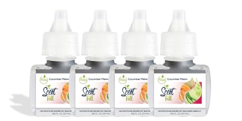 Scent Fill 100% Natural Cucumber Melon Plug in Air Freshener, Scented Oil Refills, 3 Refills